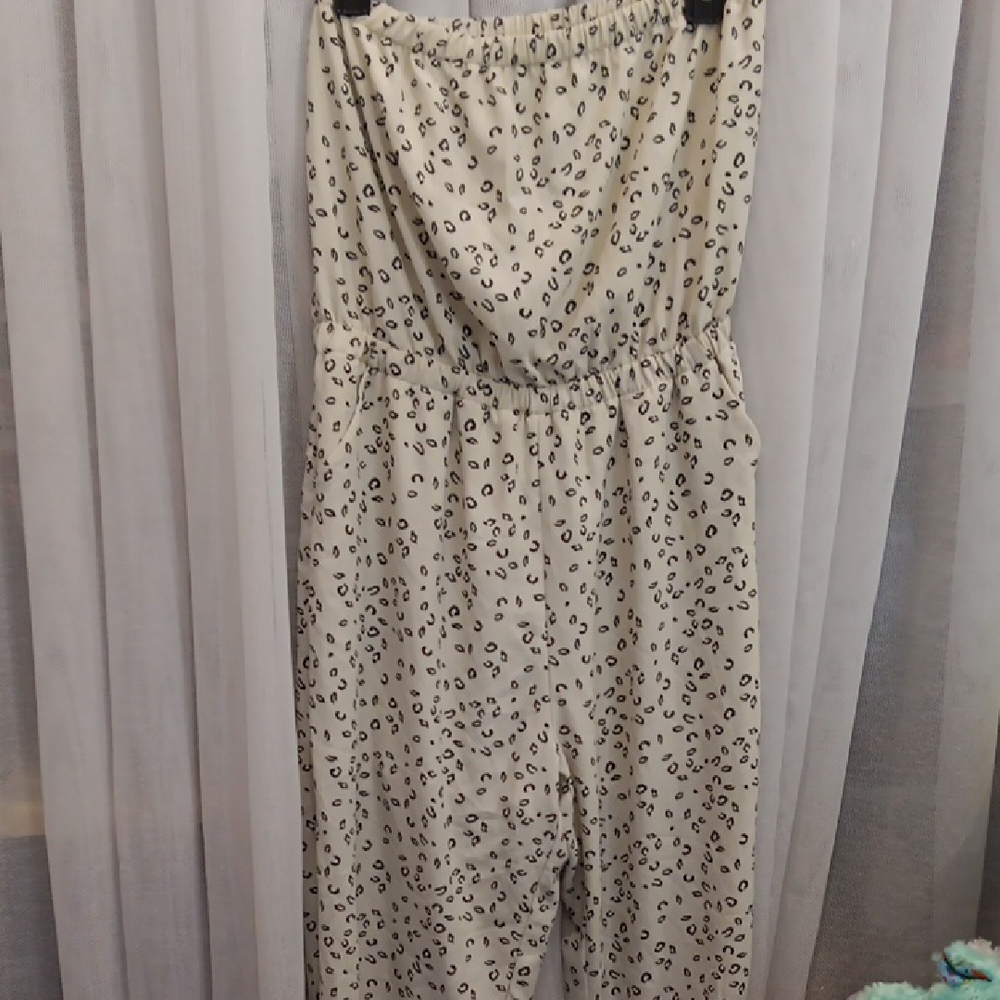 Gilli Strapless Cream Leopard-Print Jumpsuit